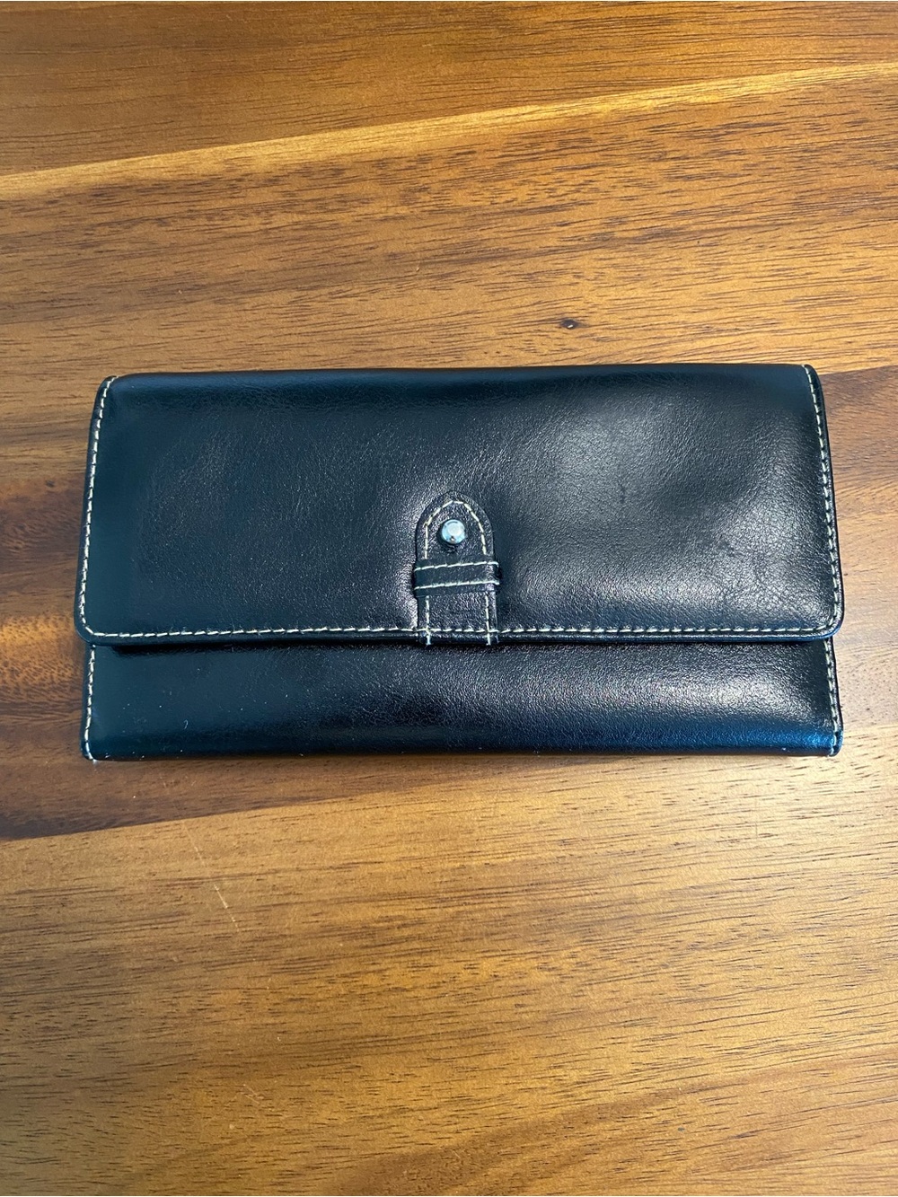 Buxton Black Leather Snap-Closure Wallet